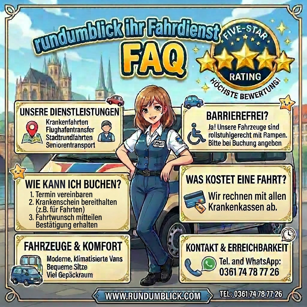 Erfurt Fahrdienst Five-Star Service FAQ Erfurt Fahrdienst FAQ with booking, pricing, and accessibility information